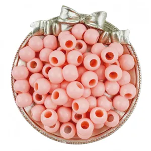 Pink acrylic large hole round loose beads for DIY jewelry bracelet crafting accessories.