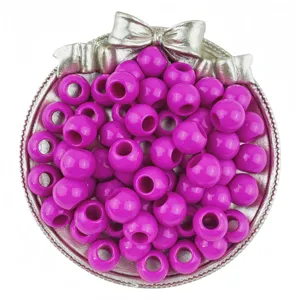 Acrylic large hole round beads magenta craft loose beads for DIY handmade bracelet accessories