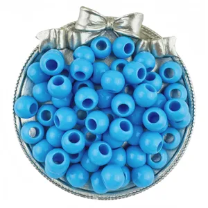Blue acrylic large hole round beads for DIY bracelet making, craft materials and jewelry accessories.