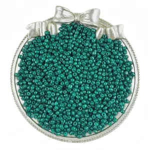 Dark green glass seed beads detail, smooth finish loose beads for DIY handmade jewelry crafting accessories.