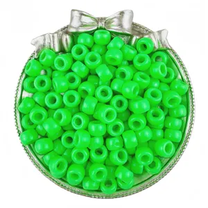 6x9mm green pony barrel beads large hole craft beads for DIY hair braiding and jewelry making accessories