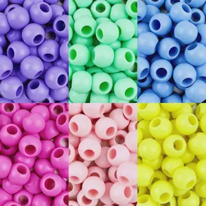 Colorful Acrylic Large Hole Round Loose Beads Spacer Beads For DIY Handmade Bracelets Jewelry Making Craft Supplies