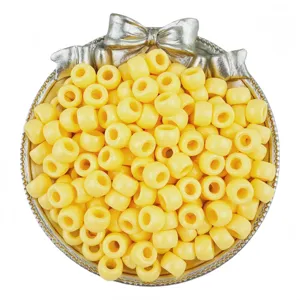6x9mm yellow pony beads large hole barrel beads for hair braiding and DIY jewelry crafts.