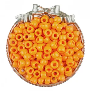 6x9mm Orange Pony Beads Large Hole Barrel Beads Craft DIY Hair Braiding Jewelry Accessories