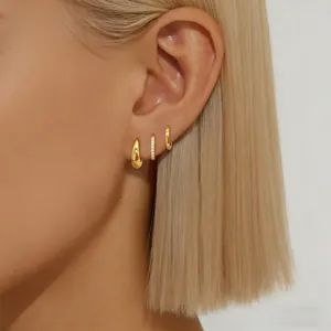 Gold hoop earrings set for women, multi piercing small ear rings, chic daily jewelry