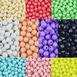 8mm acrylic faceted beads solid color diamond loose beads for DIY jewelry making 10 colors