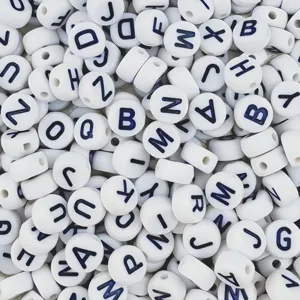 Acrylic Letter Beads Loose Beads For Handmade Friendship Bracelets DIY Jewelry Accessories Printed Design