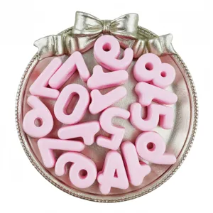 Pink acrylic number beads DIY charms large hole digital loose beads for handmade jewelry accessories.