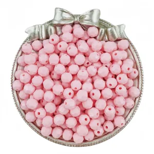 8mm pink acrylic faceted diamond beads loose beads handmade DIY jewelry accessories set