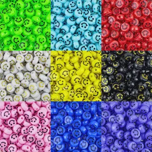 6x10mm acrylic smiley face beads for DIY jewelry making, bracelets and crafts accessories.