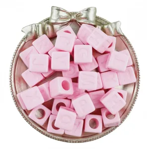 12mm acrylic large hole cube letter beads for DIY jewelry making, bracelets, and crafts.