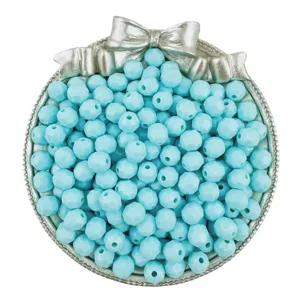 Light blue 8mm acrylic faceted diamond beads for DIY handmade jewelry accessories.