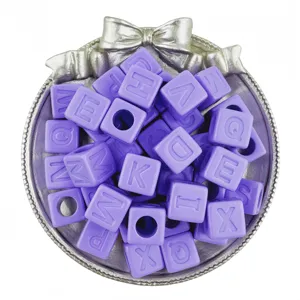 12mm acrylic large hole cube letter beads purple square DIY handmade jewelry accessories