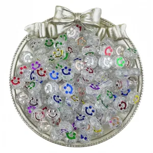 6x10mm Clear Acrylic Smiley Face Beads Loose Beads DIY Bracelet Jewelry Accessories