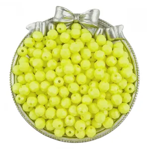 8mm yellow acrylic faceted beads for DIY jewelry making, craft accessories, and handmade bracelets.