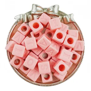 12mm pink acrylic square alphabet letter beads for DIY handmade jewelry bracelets and crafts.