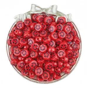 6x10mm red acrylic smiley face beads, convex expression loose beads for DIY handmade jewelry making.
