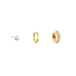Vergulde zirkonia oorbellen set, minimalistische oorstekers en créoles voor dames mode