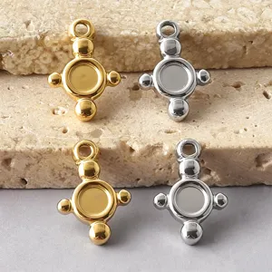 Edelstahl Sonne Kreuz Anhänger Basis Tablett 18K Vergoldet DIY Halskette Armband Herstellung Zubehör S3585