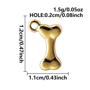 Colgante con dijes de hueso de acero inoxidable dorado para hacer joyas de bricolaje.