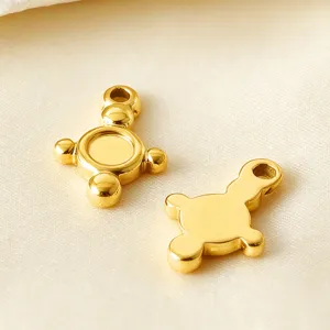 Edelstahl vergoldete 18k Sonne Anhänger Schale DIY Schmuck Zubehör Detailansicht.