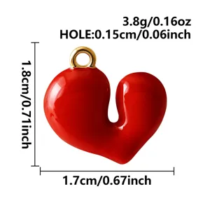 Roter 3D herzpendant anhänger für DIY halskette schlüsselanhänger schmuckzubehör 1stk