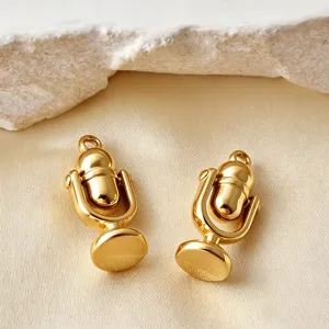316 edelstahl vintage mikrofon anhänger gold ton diy schmuck zubehör herstellung komponenten