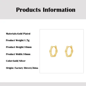 Vergoldete Bambus Stil Creolen Ohrringe fuer Damen minimalistischer Schmuck 10mm