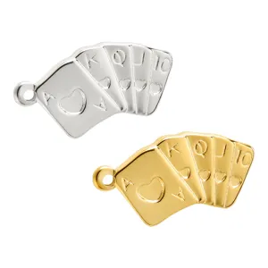 Hip Hop Edelstahl Poker Royal Flush Anhänger Charms Galvanisiert Spielkarten Anhänger Zubehör Für Halskette Armband DIY Schmuckherstellung