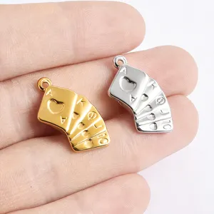 Metall Poker Karten Charms Royal Flush Anhänger DIY Halskette Schmuck Zubehör Gold Silber