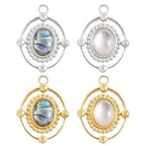 Stainless Steel Abalone Shell & White Shell Pendant DIY Fashion Jewelry Accessory