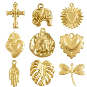 Ciondoli Fai da Te in Acciaio Inossidabile Minimalista per Bracciale Collana Orecchini Oro Argento Placcato Croce Cuore Elefante Stella Marina Componenti per Gioielli