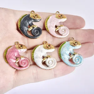 Colgantes dijes de camaleón lagarto coloridos para collares pulseras accesorios de joyería DIY