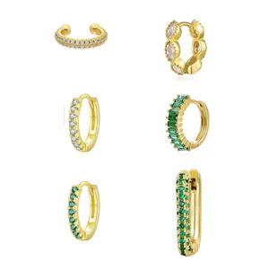 Verguld micro geplaveid zirkonia oorringen set mode sieraden voor dames dagelijks dragen
