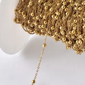 18k gold plated cross satellite beaded chain roll for DIY bracelet jewelry making supplies