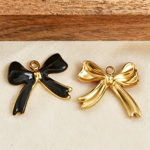 Bowknot pendant DIY jewelry accessories, cute stainless steel charms for necklaces and bracelets.