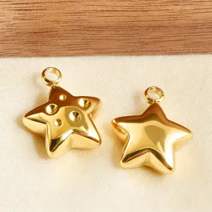 Goldener edelstahl 3d stern anhänger diy schmuck zubehör glänzendes design elegant