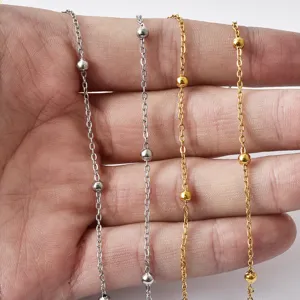 18k gold silver plated beaded cable chain for DIY jewelry making bracelet necklace supply