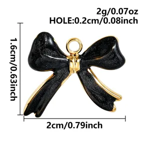 Black glitter bow pendant stainless steel DIY jewelry charm cute necklace bracelet accessory