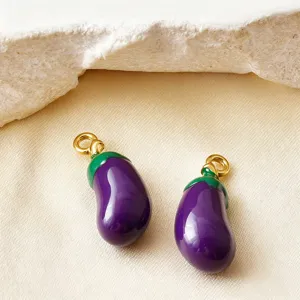 3D geëmailleerde paarse aubergine RVS hanger DIY bedel voor ketting en armband
