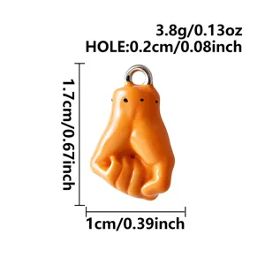 Oranger 3D Faust Anhänger 3.8g 1.7cm Edelstahl DIY Schmuck Charms Halskette Schlüsselanhänger