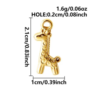 Colgante de jirafa de acero inoxidable dorado accesorio de joyería para collar y pulsera