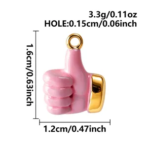 Süsser 3D rosa gold Daumen hoch Edelstahl Anhänger für DIY Halskette Schmuck Details