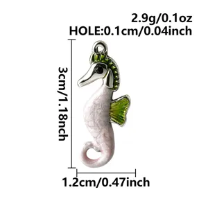 Stainless steel colorful seahorse pendant enamel DIY charm necklace jewelry accessories