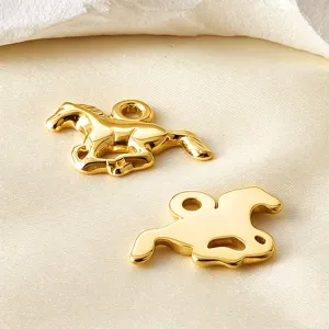 Colgante de animal caballo de acero inoxidable dorado accesorio de joyería DIY para collar.