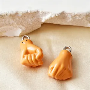 Süßer 3D oranger Faust Anhänger Charm für DIY Halsketten Schlüsselanhänger Schmuck