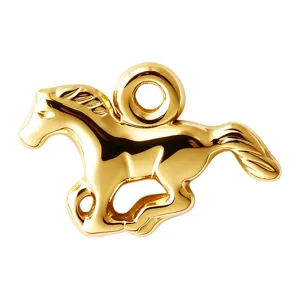 Colgante de metal con caballo al galope dorado, elegante accesorio de joyería DIY para collar.