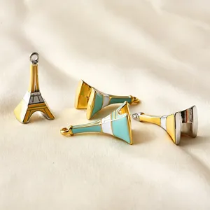 Eiffelturm Metall Anhänger 3D Emaille Charms DIY Schmuckherstellung Zubehör für Halskette