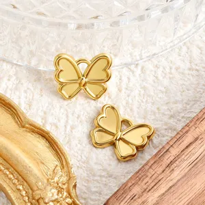 Colgante de mariposa bañado en oro abalorio de joyería DIY, accesorio brillante para manualidades.