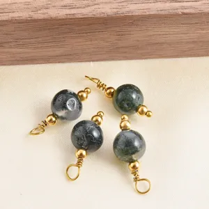 Natürlicher Stein Perlen Steckverbinder Gold Draht umwickelt DIY Schmuck Zubehör